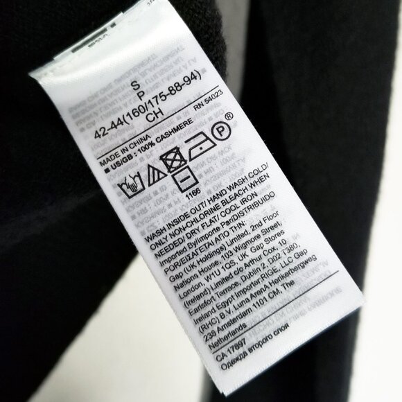 Banana Republic 100% Cashmere Wedge High Crewneck Sweater S Black Lightweight - Picture 6 of 14